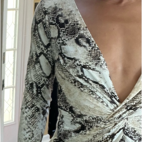 Windsor Snakeskin V-Neck Long Sleeve Faux Wrap Min Dress - Picture 7 of 7